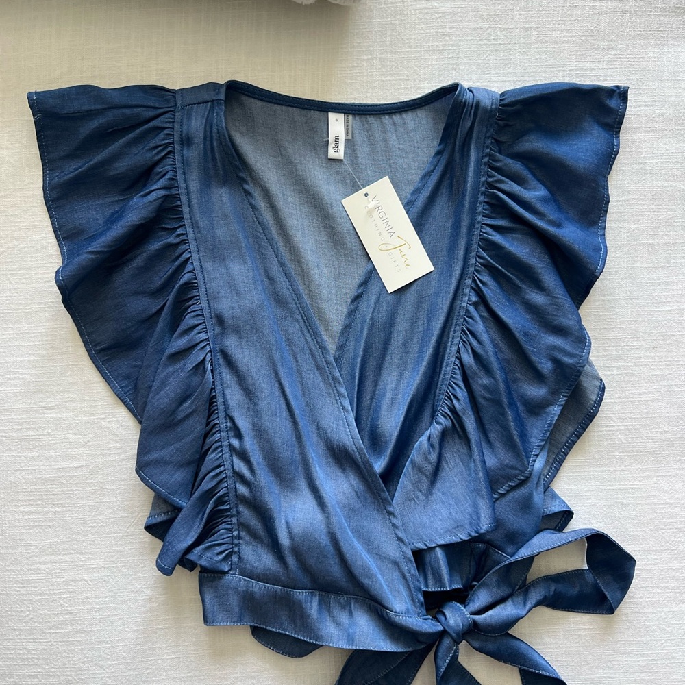 Indigo Surplice with Ruffle Top